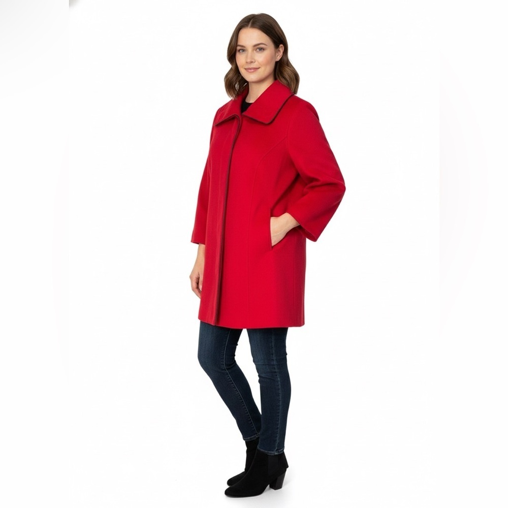 Lafayette 148 New York Red Wool Angora Tailored Coat Size 16